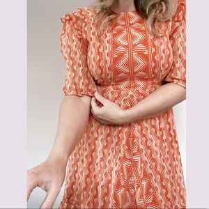 Urban outfitters red/orange ruffle flowy dress L